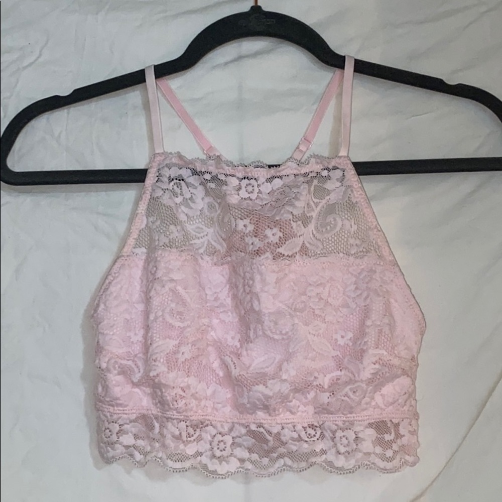 Pink Lace Halter Bralette